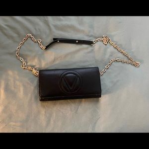 Black Valentino Purse with gold chain